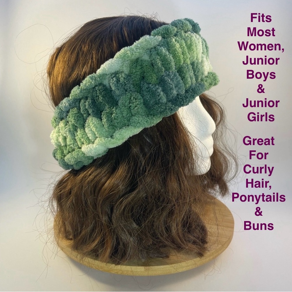 Handmade Women’s/Junior’s Winter Headband/Ear Wrap - Variegated Green